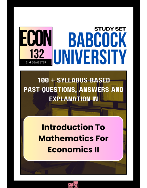 Introduction To Mathematics For Economics II Study...