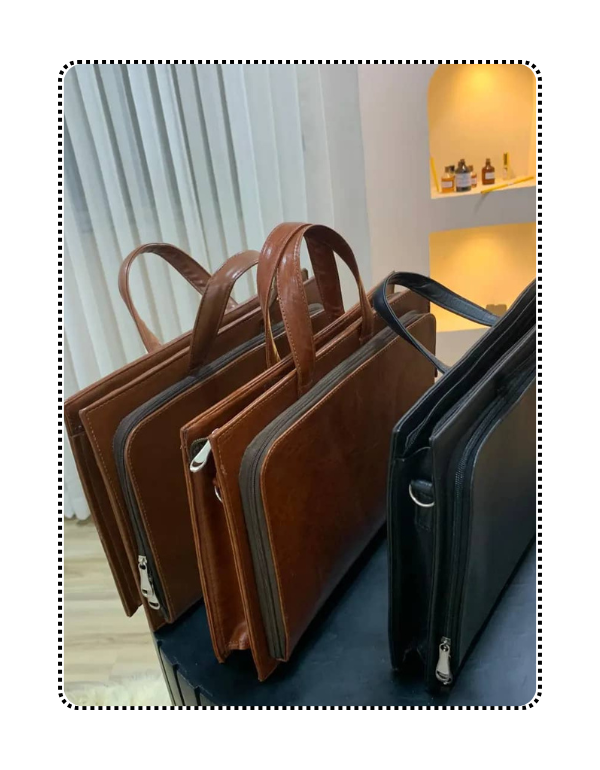 Briefcase Leather Vintage Men (Brown)