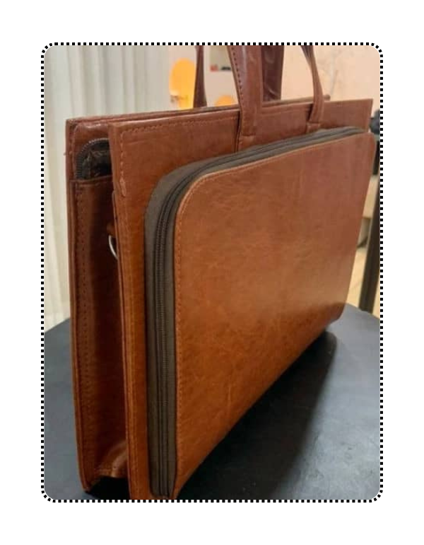 Briefcase Leather Vintage Men (Brown)