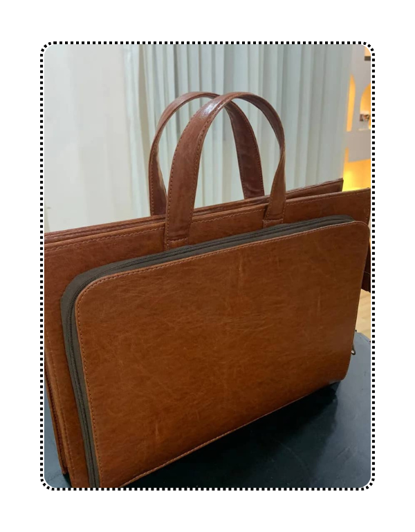 Briefcase Leather Vintage Men (Brown)