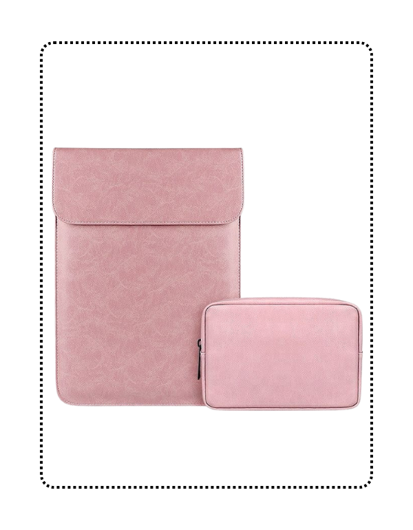 Pink Leather Laptop Sleeve